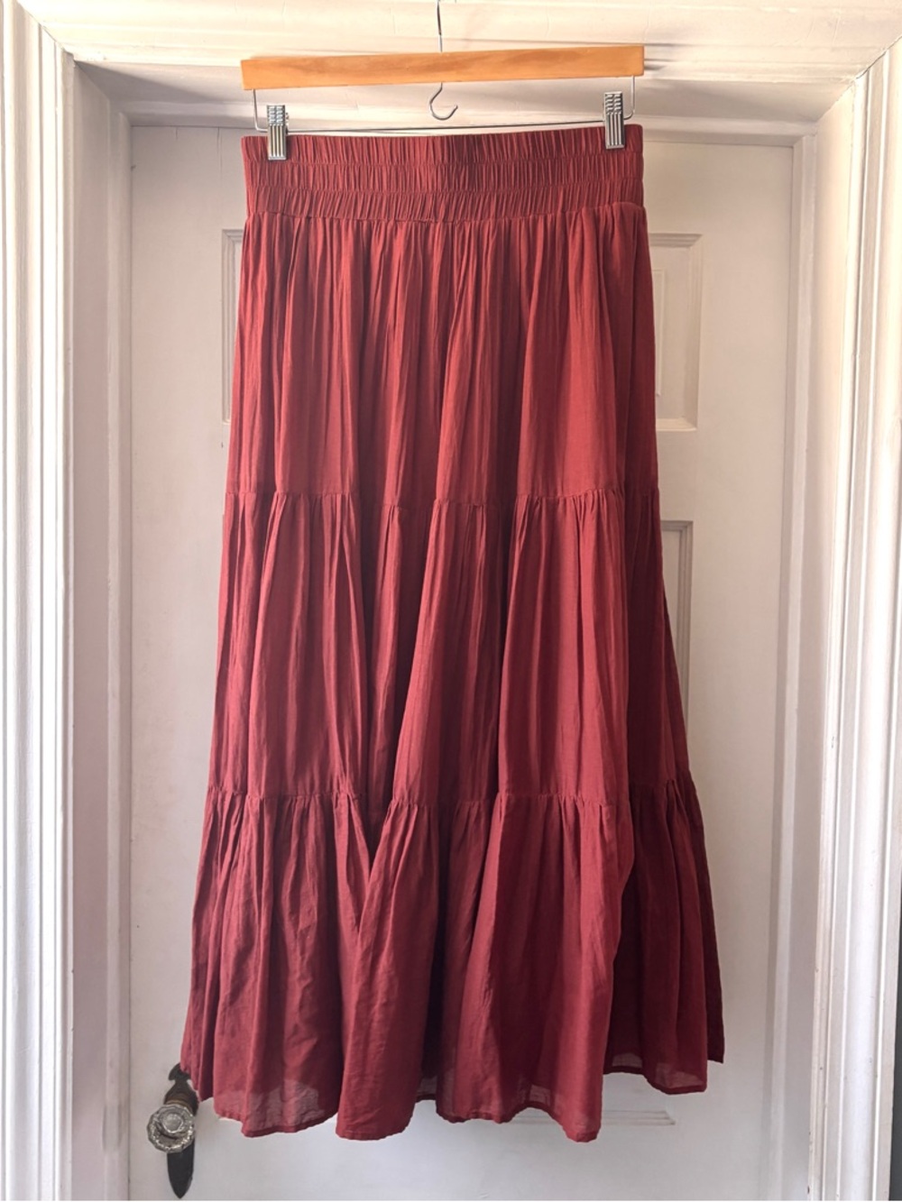 Natural Life Ariella Maxi Tiered Skirt Rust Brown Size M - Picture 9 of 14